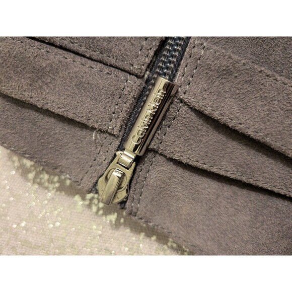 Calvin Klein Cambria Gray Suede Leather High Heel Zip Ankle Boots Womens 6M New - Picture 6 of 10